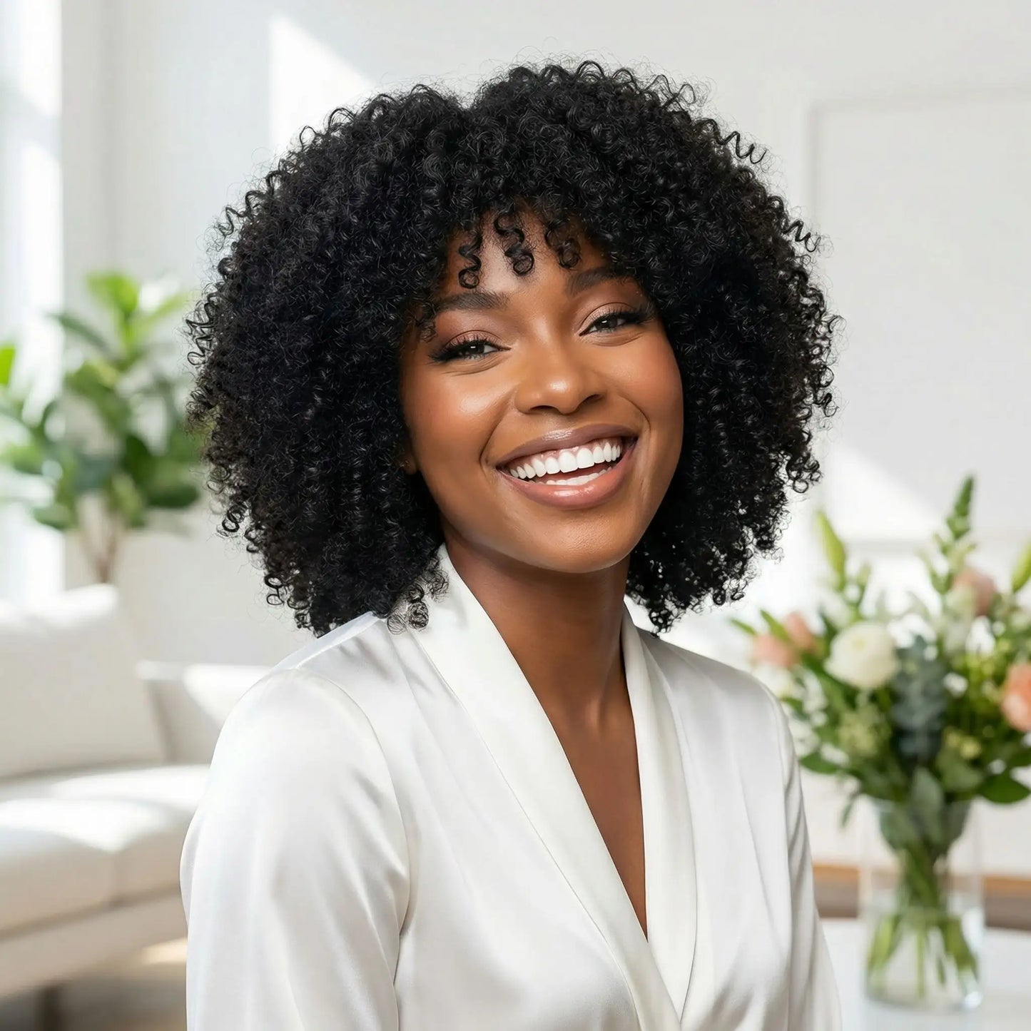 Afro crépus bouclés perruque cheveux humain | Révélez